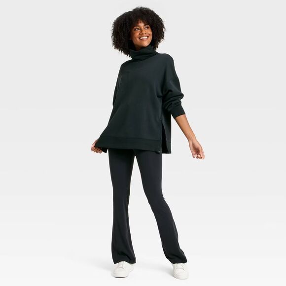 Women's Airy Sleek Funnel Neck Sweatshirt - All in Motion™ Black M - Picture 4 of 5